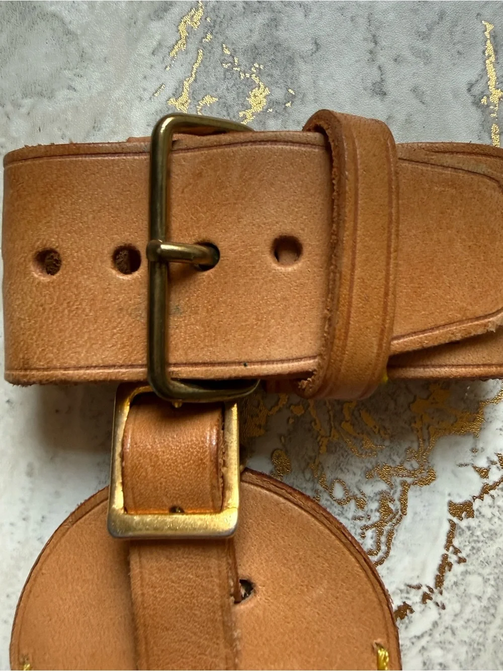 Louis Vuitton Vintage Large Vachetta Poignée & Porte-Adresse Luggage Tag Set
